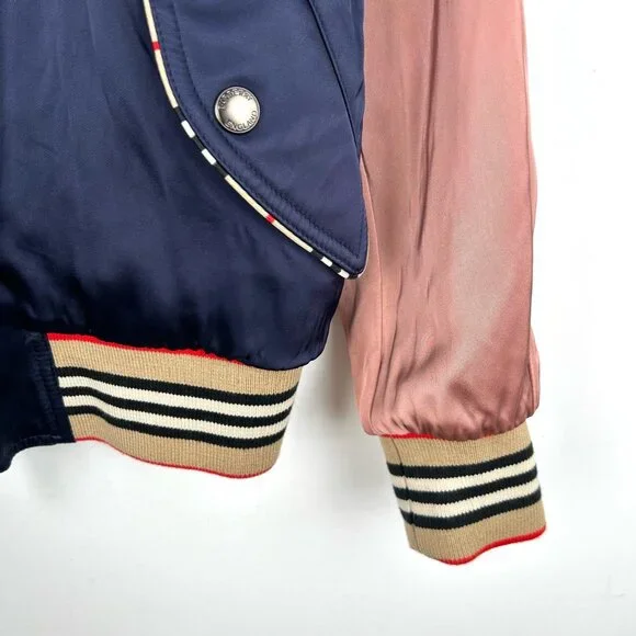 015084 Burberry logo colorblock nylon baseball jacket zip-up jacket size 38 S